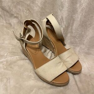 Women's Cream Wedge Sandals